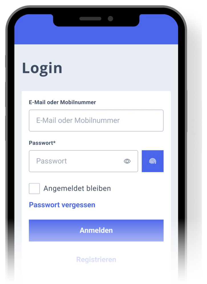 The initial login screen, in a neutral theme, designed and tested before it was adapted for any brand.